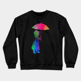 Walking in the Rain Colourful Silhouette Design Crewneck Sweatshirt